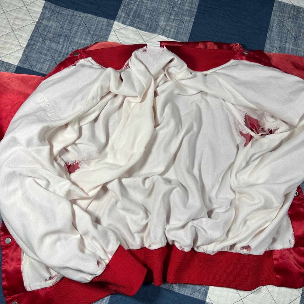 Vintage Wear-Guard Red Satin Varsity Bomber Jacket WM Earl Mens Medium USA Made - Picture 5 of 5